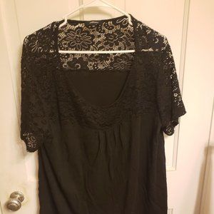 Ambiance black floral lace short sleeve top